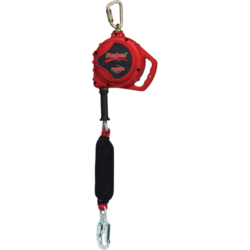 Cordage de s&eacute;curit&eacute; auto-r&eacute;tractable Rebel pour bas de pente, 20', Acier galvanis&eacute;, Pivotant Stor-it Systems