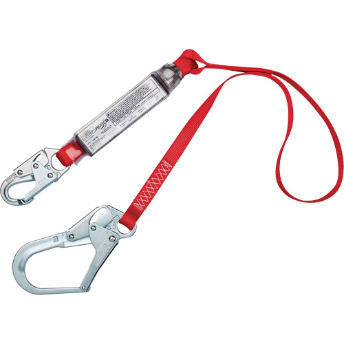Shock-Absorbing Lanyard, 4', Snap Hook Center, Rebar Hook Leg Ends, Polyester Stor-it Systems