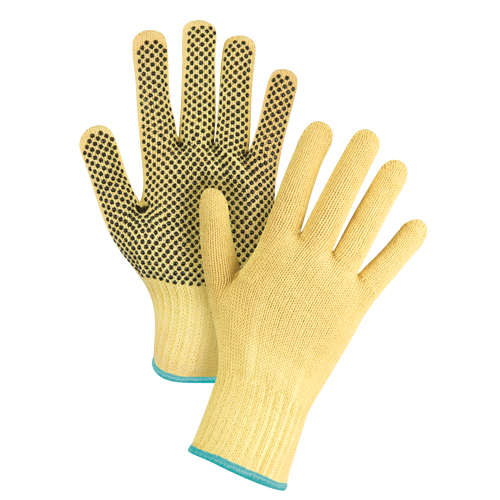 Gants tricot&eacute;s sans couture &agrave; pois, Taille T-Grand/10, Calibre 7, Rev&ecirc;tement PVC, Enveloppe en Kevlar, ASTM ANSI niveau A2/EN 388 niveau 3 Stor-it Systems