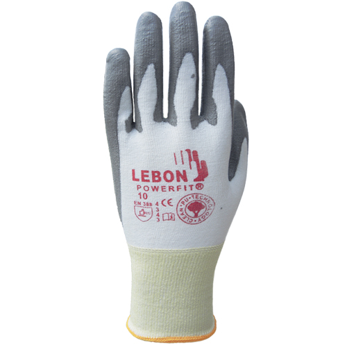 Lebon PowerFit&reg; Cut Resistant Gloves, Size 2X-Large/11, 13 Gauge, Polyurethane Coated, Polyethylene Shell, ASTM ANSI Level A2/EN 388 Level B Stor-it Systems
