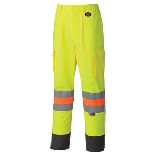 6009 Breathable Traffic Safety Pants, Polyester, X-Small, High Visibility Lime-Yellow Stor-it Systems
