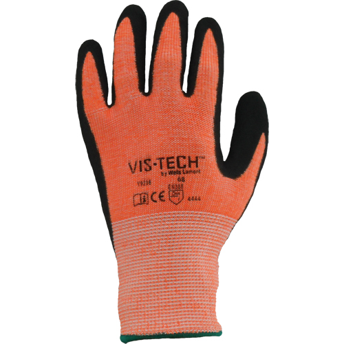 Vis-Tech Y9294 Cut Resistant Gloves, Size 6/X-Small, 13 Gauge, Polyurethane Coated, Stainless Steel Shell, ANSI/ISEA 105 Level 4 Stor-it Systems