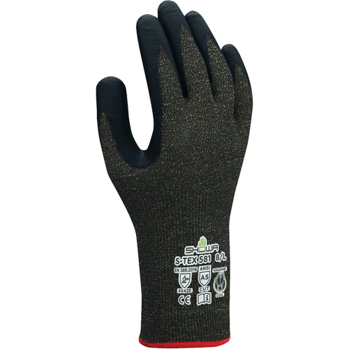 Gants r&eacute;sistants aux coupures S-TEX 581, Taille 6/Petit, Calibre 13, Rev&ecirc;tement Mousse de nitrile, Enveloppe en Acier inoxydable/Kevlar, ANSI/ISEA 105 niveau 5/EN 388 niveau E Stor-it Systems