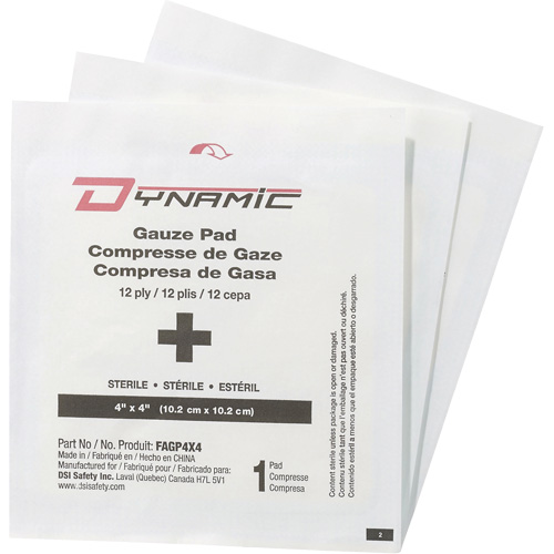 Gaze Dynamic, Tampon, 4" lo x 4" la, St&eacute;rile, Dispositif m&eacute;dical Classe 1 Stor-it Systems
