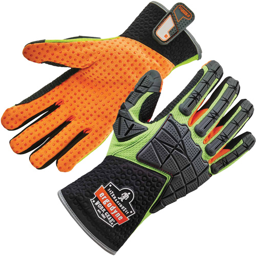 Gants &agrave; dos absorbeur d'impacts ProFlex 925F(X), Petit, Paume en Cuir refendu, Poignet &agrave; enfiler Stor-it Systems