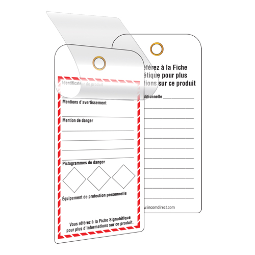 &eacute;tiquettes SGH auto-plastifiantes pour le milieu de travail, Papier cartonn&eacute;, 3" la x 6" h, Français Stor-it Systems