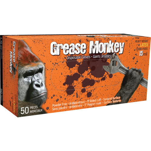 Gants Grease Monkey, Moyen, Latex, 15 mils, Sans poudre, Bleu Stor-it Systems