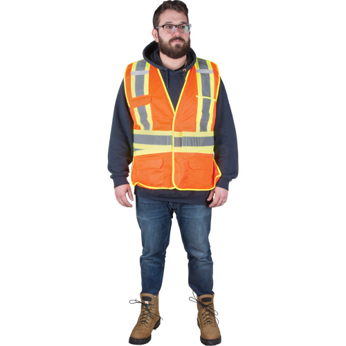 Veste d'arpenteur r&eacute;sistante aux flammes, Orange haute visibilit&eacute;, Moyen, Polyester Stor-it Systems
