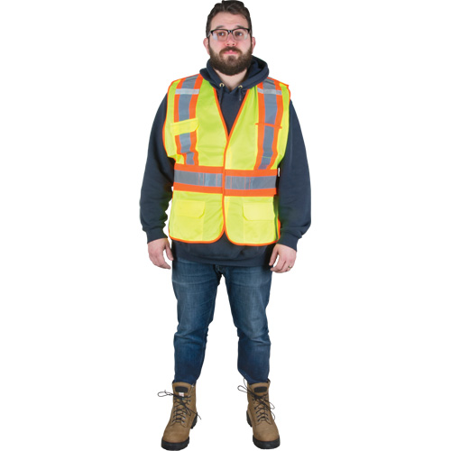 Veste d'arpenteur r&eacute;sistante aux flammes, Jaune lime haute visibilit&eacute;, Moyen, Polyester Stor-it Systems