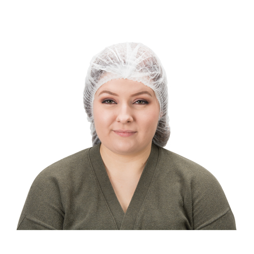 Bonnet bouffant pliss&eacute;, Polypropyl&egrave;ne, 21", Blanc Stor-it Systems