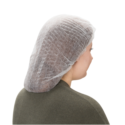 Bonnet bouffant pliss&eacute;, Polypropyl&egrave;ne, 21", Blanc Stor-it Systems