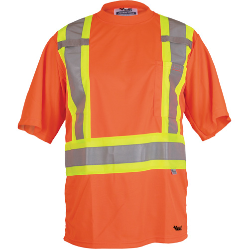 Viking&reg; Safety T-Shirt, Polyester, Small, High Visibility Orange Stor-it Systems