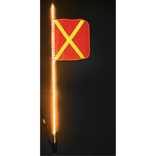 Safety Whip&reg; Heavy-Duty LED Whips, Hitch Mount, 5 High, Orange with Reflective Stor-it Systems