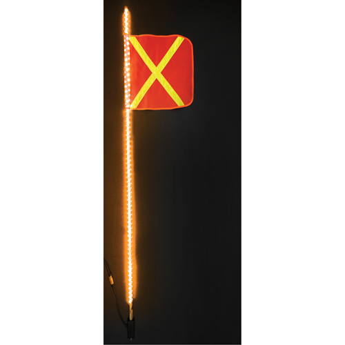 Safety Whip&reg; Heavy-Duty LED Whips, Hitch Mount, 6 High, Orange with Reflective Stor-it Systems