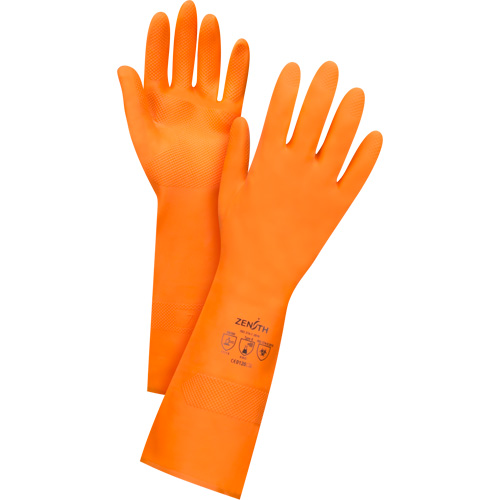 Gants orange r&eacute;sistants aux produits chimiques, Taille 10, 13" lo, Latex, Doublure en Ouat&eacute;e, 28 mils Stor-it Systems