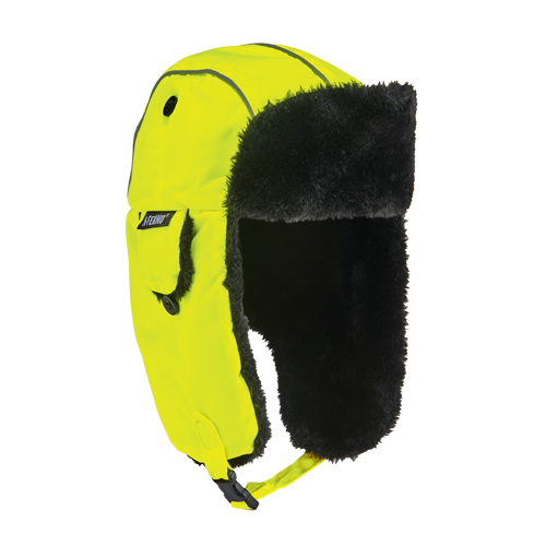 Chapeau de trappeur classique N-Ferno 6802, Doublure en Fourrure synth&eacute;tique, Moyen/Petit, Vert lime haute visibilit&eacute; Stor-it Systems