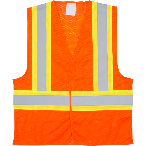 Traffic Safety Vest, High Visibility Orange, Large, Polyester Stor-it Systems