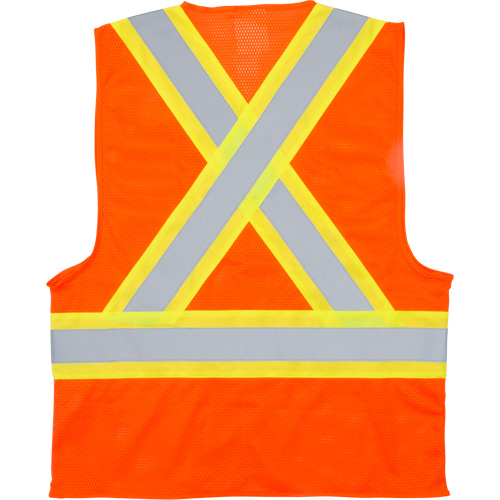 Traffic Safety Vest, High Visibility Orange, Large, Polyester Stor-it Systems