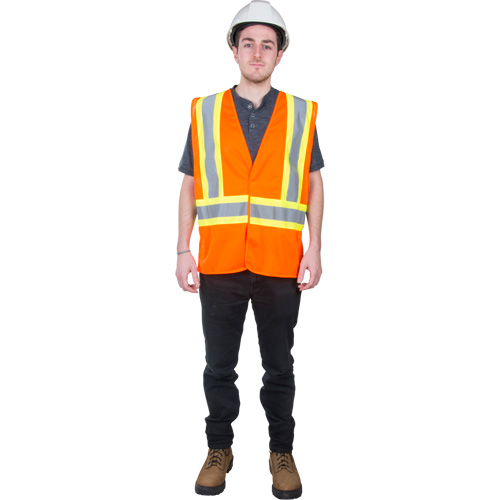 Traffic Safety Vest, High Visibility Orange, Large, Polyester Stor-it Systems