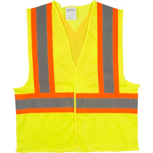 Traffic Safety Vest, High Visibility Lime-Yellow, Large, Polyester Stor-it Systems