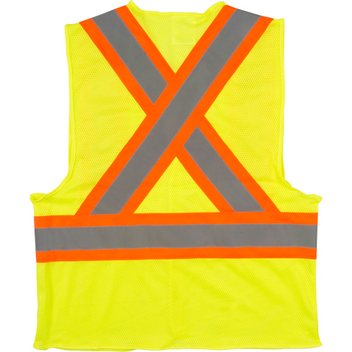 Traffic Safety Vest, High Visibility Lime-Yellow, Large, Polyester Stor-it Systems