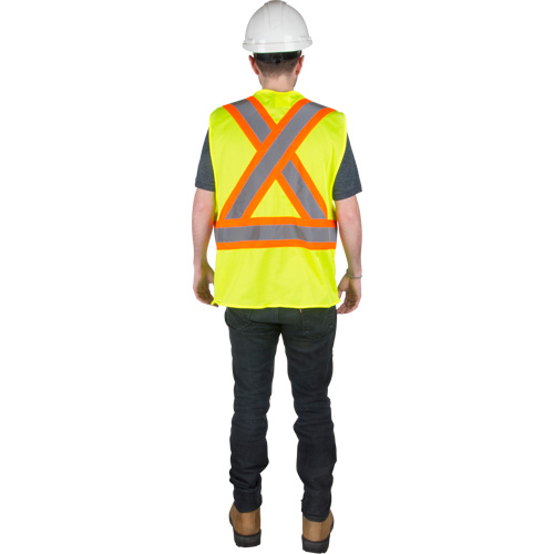 Traffic Safety Vest, High Visibility Lime-Yellow, Large, Polyester Stor-it Systems