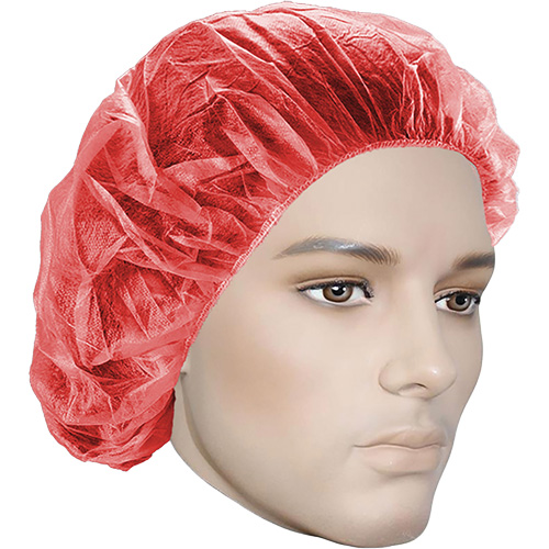 Bouffant Caps, Polypropylene, 21", Red Stor-it Systems