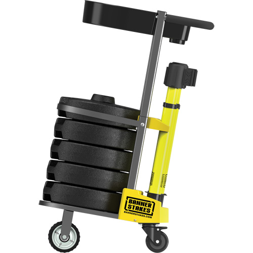 Chariot de transport avec plateau pour barri&egrave;re PLUS, 75' lo, M&eacute;tal, Jaune Stor-it Systems