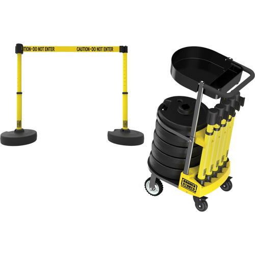Chariot de transport avec plateau pour barri&egrave;re PLUS, 75' lo, M&eacute;tal, Jaune Stor-it Systems