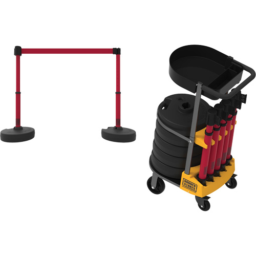 Chariot de transport avec plateau pour barri&egrave;re PLUS, 75' lo, M&eacute;tal, Jaune Stor-it Systems