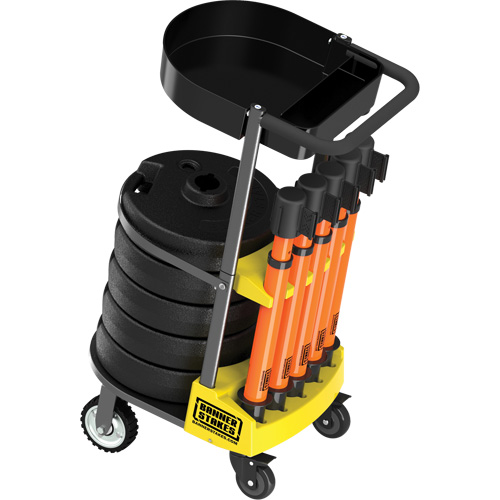 PLUS Barrier Post Cart Kit with Tray, 75' L, Metal, Orange Stor-it Systems