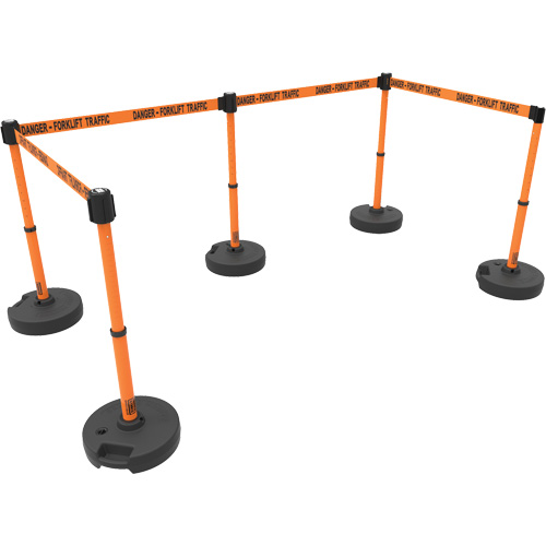 Ensemble de cinq montants pour barri&egrave;re PLUS, Plastique, 42" h, Ruban Orange, Longueur du ruban 15' Stor-it Systems