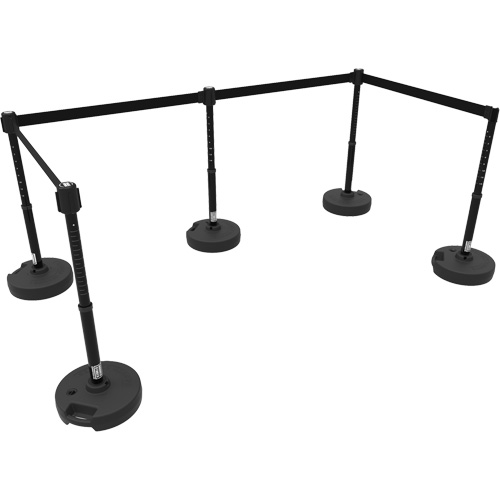 Ensemble de cinq montants pour barri&egrave;re PLUS, Plastique, 42" h, Ruban Noir, Longueur du ruban 15' Stor-it Systems