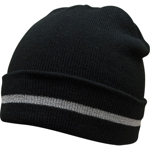 Bonnet en tricot avec bande r&eacute;fl&eacute;chissante argent&eacute;e, Taille unique, Noir Stor-it Systems