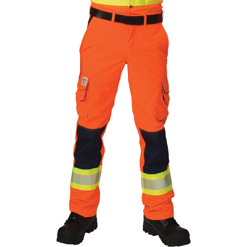 Pantalons cargo haute visibilit&eacute; antid&eacute;chirure, Polyester, 28, Orange haute visibilit&eacute; Stor-it Systems