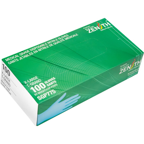 Puncture-Resistant Medical-Grade Disposable Gloves, X-Large, Nitrile, 4.5-mil, Powder-Free, Blue, Class 2 Stor-it Systems