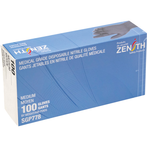 Gants jetables de calibre m&eacute;dical r&eacute;sistants &agrave; la perforation, Moyen, Nitrile, 5 mils, Sans poudre, Noir, Classe 2 Stor-it Systems