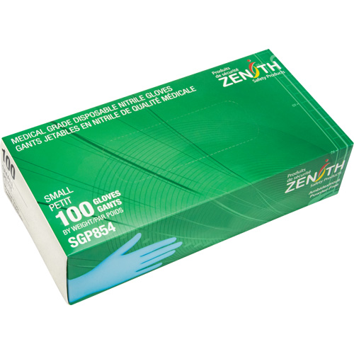 Gants jetables de calibre m&eacute;dical r&eacute;sistants &agrave; la perforation, Petit, Nitrile, 3,5 mils, Sans poudre, Bleu, Classe 2 Stor-it Systems