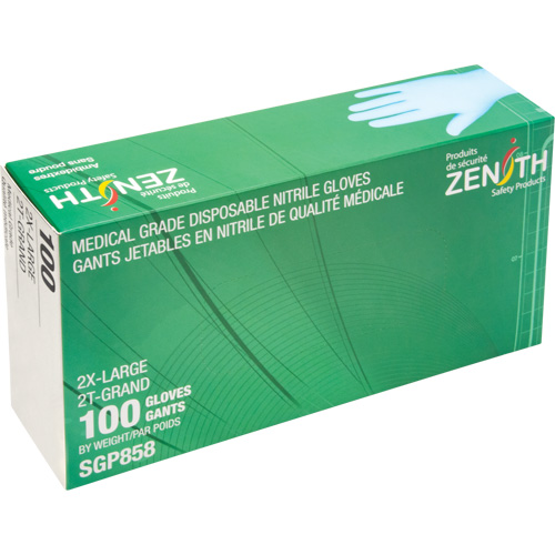 Gants jetables de calibre m&eacute;dical r&eacute;sistants &agrave; la perforation, 2T-Grand, Nitrile, 3,5 mils, Sans poudre, Bleu, Classe 2 Stor-it Systems