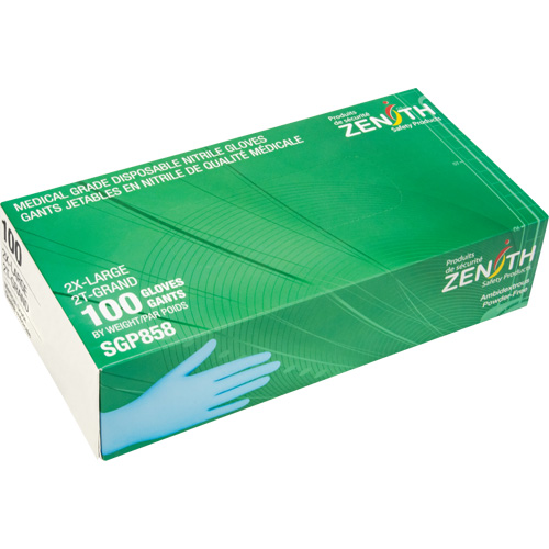 Gants jetables de calibre m&eacute;dical r&eacute;sistants &agrave; la perforation, 2T-Grand, Nitrile, 3,5 mils, Sans poudre, Bleu, Classe 2 Stor-it Systems