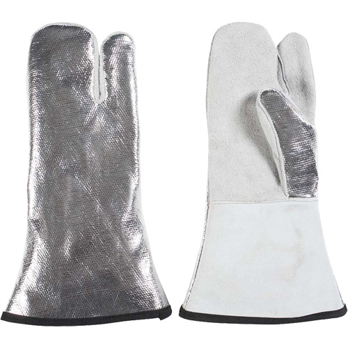 One Finger Heat Resistant Mitt, Aluminized/Kevlar&reg;/Leather, One Size, Protects Up To 650°F (343°C) Stor-it Systems