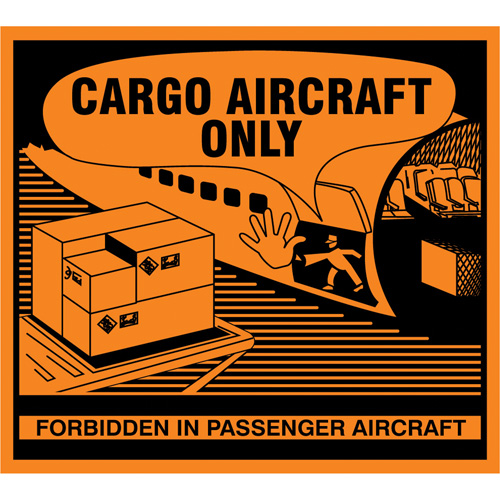 "Cargo Aircraft Only" Handling Labels, 4-3/4" L x 4-1/4" W, Orange Stor-it Systems
