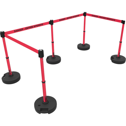 Ensemble de montants pour barri&egrave;re Plus, Plastique, 42" h, Ruban Rouge, Longueur du ruban 15' Stor-it Systems