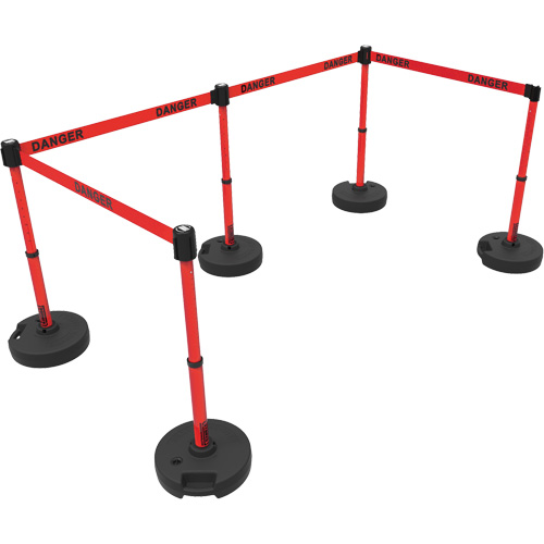 Ensemble de montants pour barri&egrave;re Plus, Plastique, 42" h, Ruban Rouge, Longueur du ruban 15' Stor-it Systems
