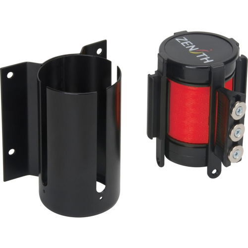 Wall Mount Barrier with Magnetic Tape, Steel, Screw Mount, 12', Red Tape Stor-it Systems