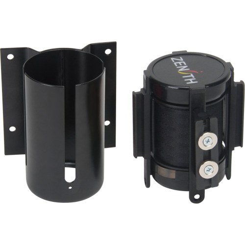 Wall Mount Barrier with Magnetic Tape, Steel, Screw Mount, 7', Black Tape Stor-it Systems