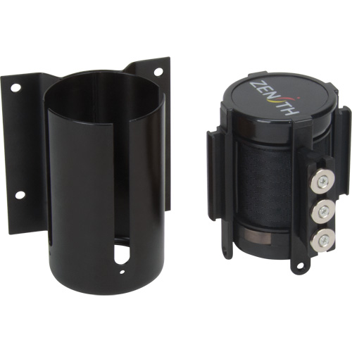 Wall Mount Barrier with Magnetic Tape, Steel, Screw Mount, 12', Black Tape Stor-it Systems