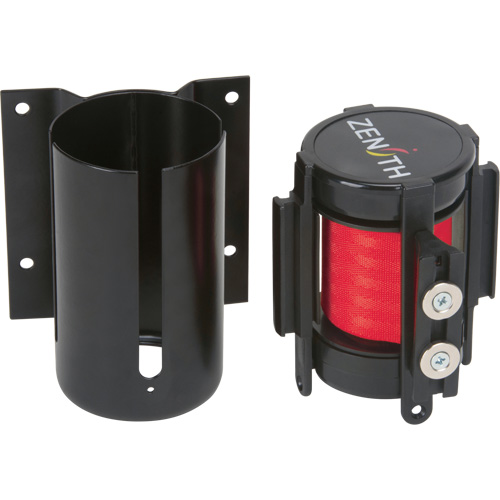 Barri&egrave;re &agrave; fixation murale avec ruban magn&eacute;tique, Acier, Fixation par vis, 7', Ruban Rouge Stor-it Systems