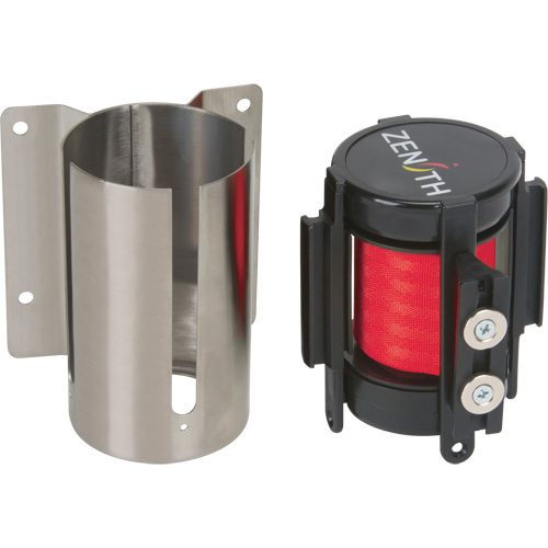Wall Mount Barrier with Magnetic Tape, Steel, Screw Mount, 7', Red Tape Stor-it Systems