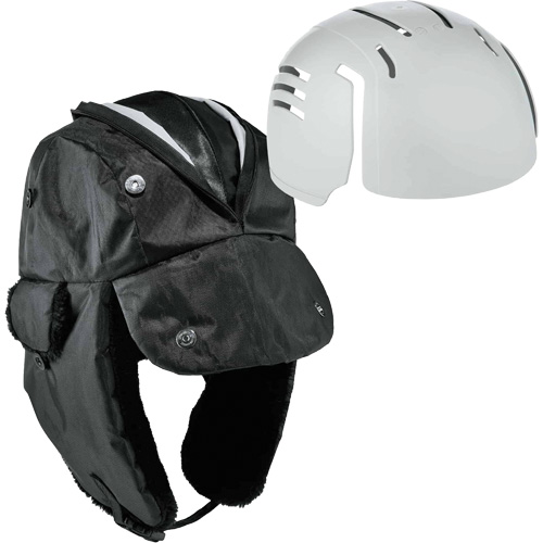 Chapeau de trappeur avec fermeture &agrave; glissi&egrave;re et casque antichoc &agrave; ins&eacute;rer N-Ferno, Doublure en Polyur&eacute;thane/Satin, Moyen/Petit, Noir Stor-it Systems